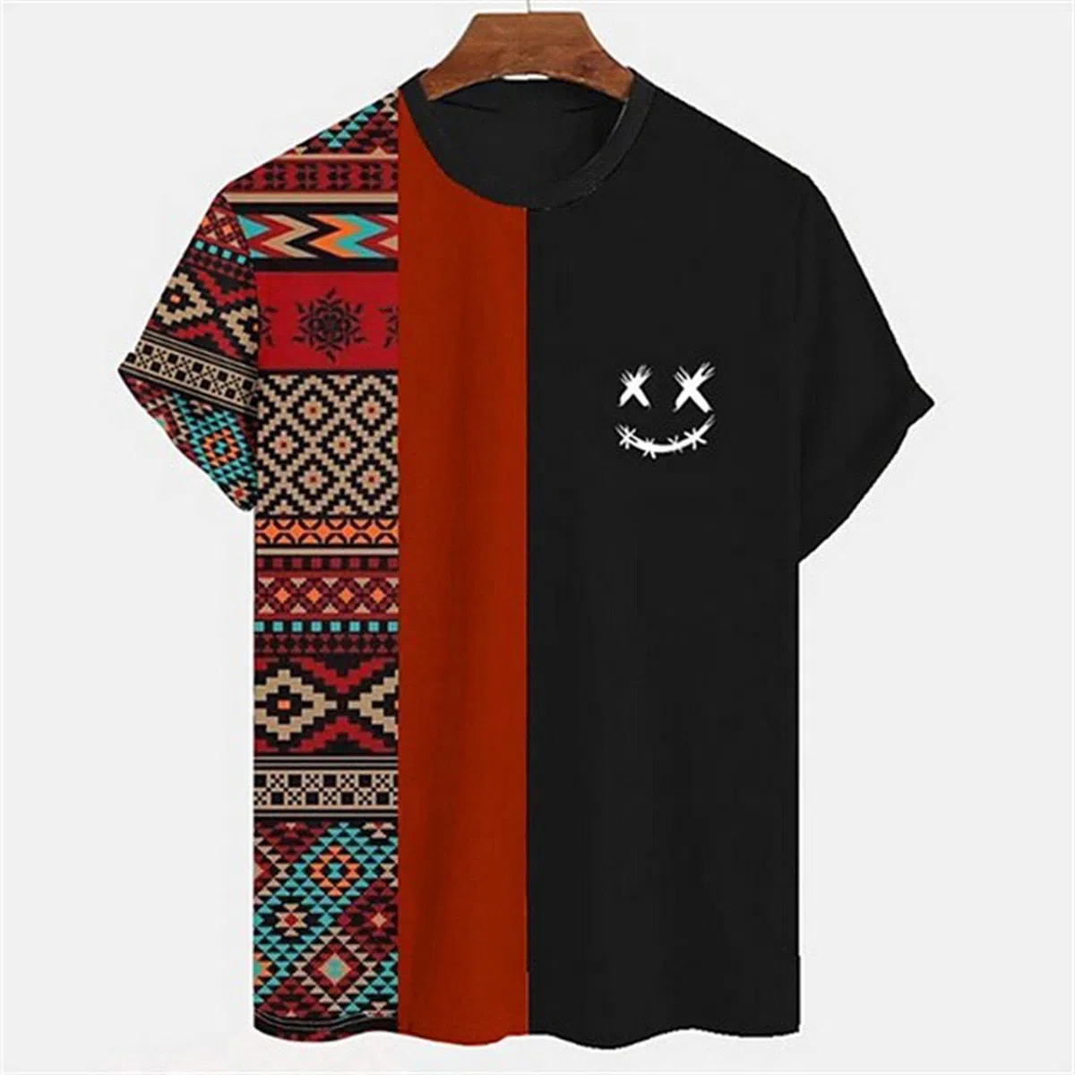MOGSA T-shirty letnie męskie koszulki nadruk z krótkim rękawem na co dzień oversize sweter okrągły dekolt grafika luźna koszulka-14,2XL