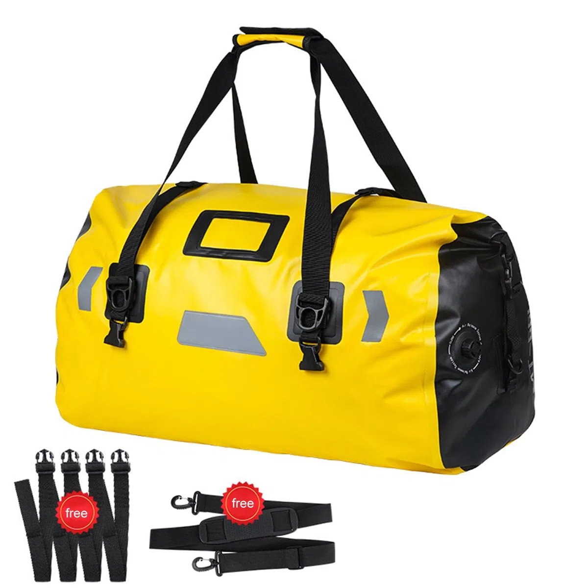aqxreight Motocyklowa Odblaskowa Torba na bagaż z PVC Duffel Dry Bag do Jazdy na Nartach Podróże Piesze Wycieczki Kemping Akcesoria Zewnętrzne, Wiele Metod Noszenia z Wytrzymałymi Paskami