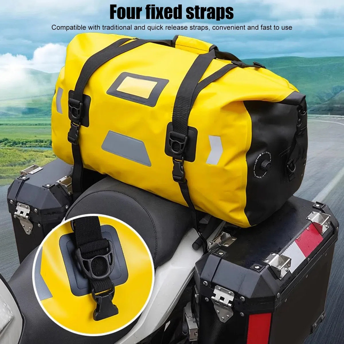 aqxreight Motocyklowa Odblaskowa Torba na bagaż z PVC Duffel Dry Bag do Jazdy na Nartach Podróże Piesze Wycieczki Kemping Akcesoria Zewnętrzne, Wiele Metod Noszenia z Wytrzymałymi Paskami