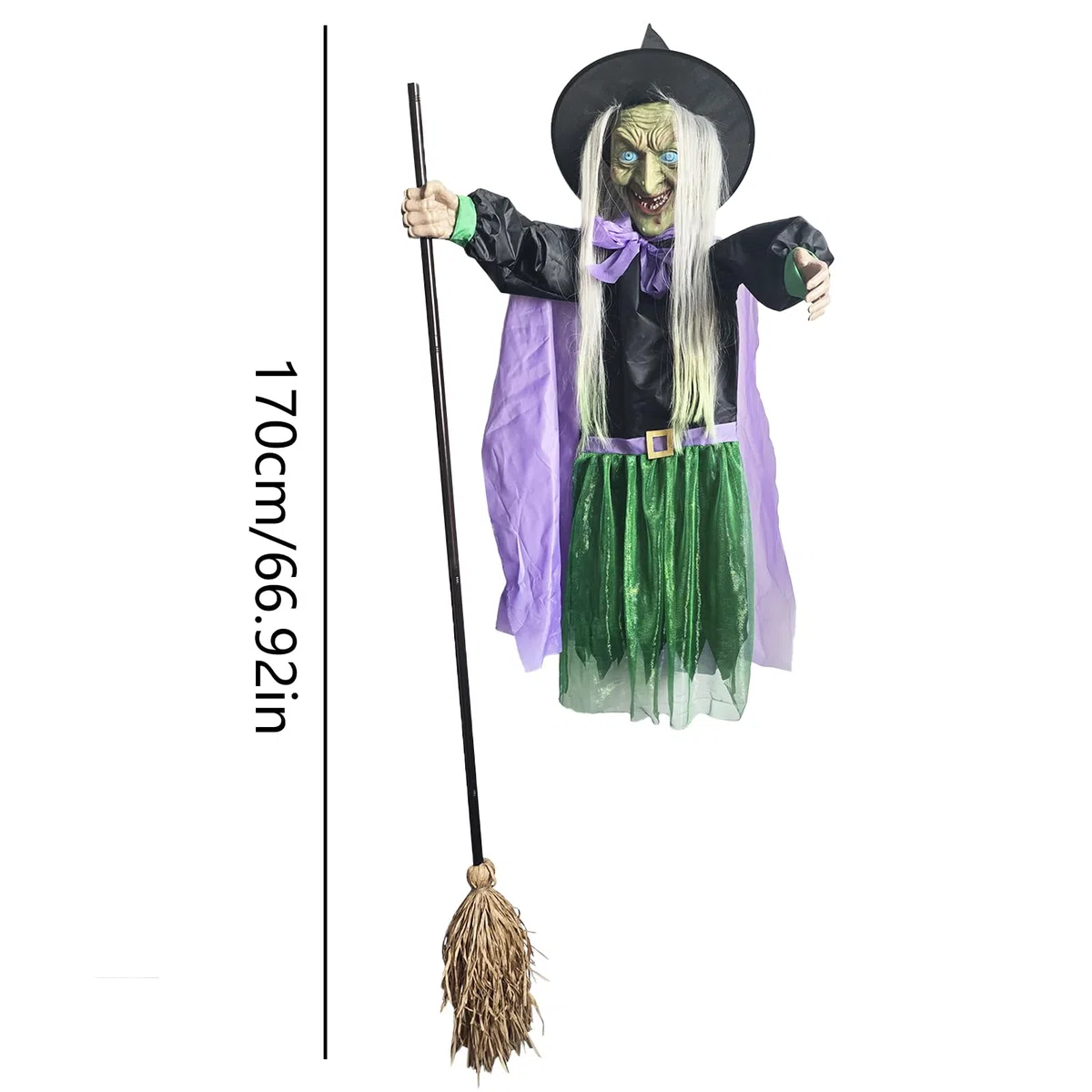 Halloweenowe Dekoracje Zewnętrzne Z Czarownicą Straszne Rekwizyty, | Halloweenowa Na Miotle Ze Świecącymi Oczami na Imprezę Nawiedzony Dom Ogród Trawnik Wewnątrz