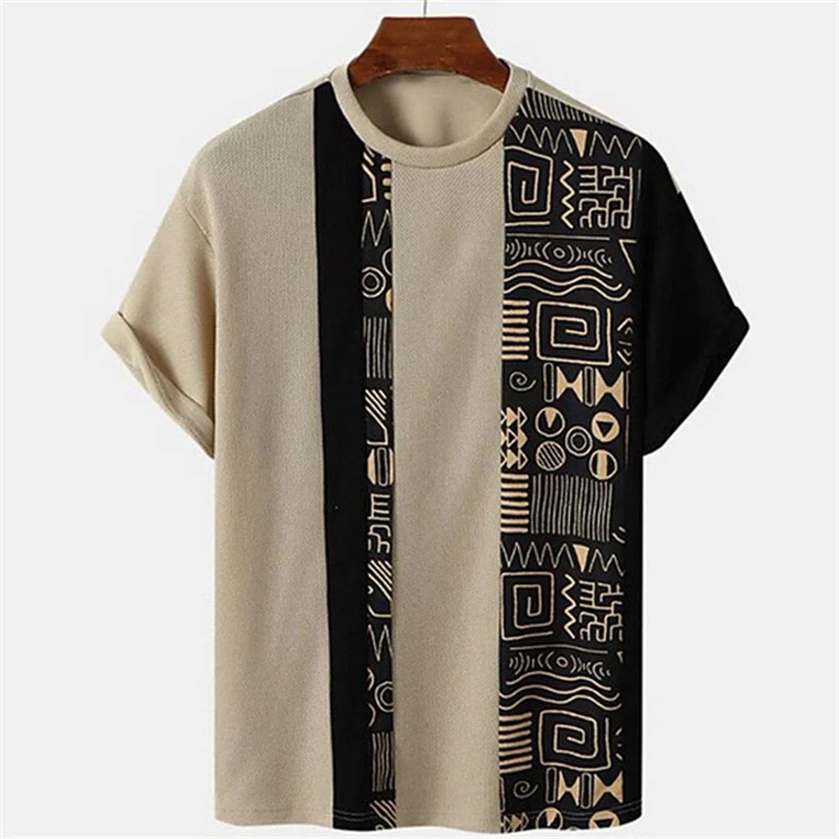 MOGSA T-shirty letnie męskie koszulki nadruk z krótkim rękawem na co dzień oversize sweter okrągły dekolt grafika luźna koszulka-14,2XL