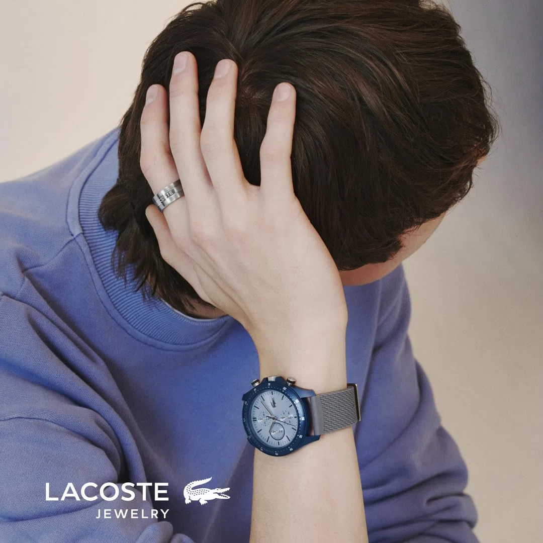 Lacoste Męski pierścionek z kolekcji ADVENTURER ze stali nierdzewnej, dostępny w wersji ze srebra lub żółtego złota
